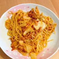 Snapdishの料理写真:ツナとキムチのパスタ|ビッグバンさん