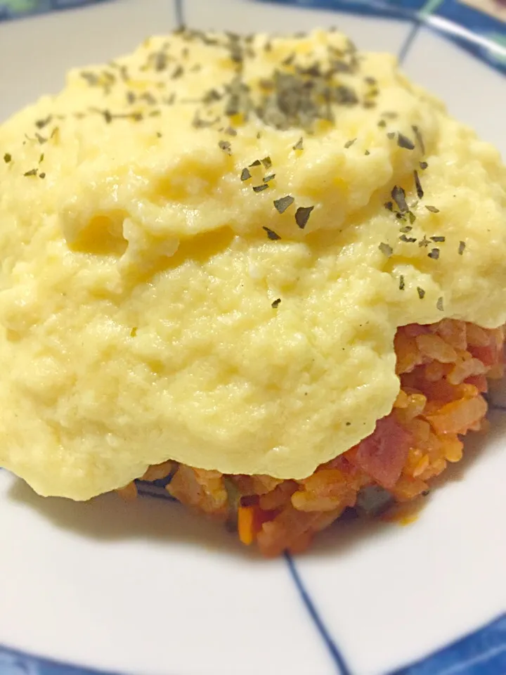 Dinner 9-1 Rice omelette :) fluffy version|moonmoonさん