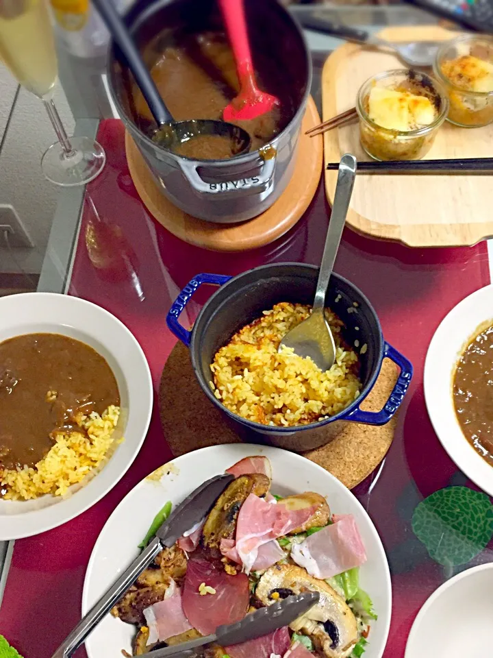 ストウブ鍋で炊いたサフラン米とじっくり煮込んだ柔らかビーフカレー|道月さん