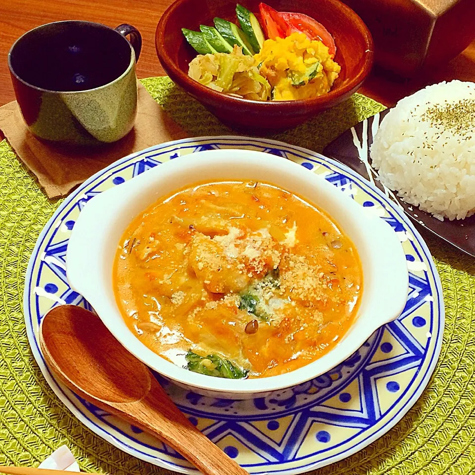 おうちごはん。
✔️鶏肉のトマトクリーム煮|たぬきち(*☻-☻*)さん