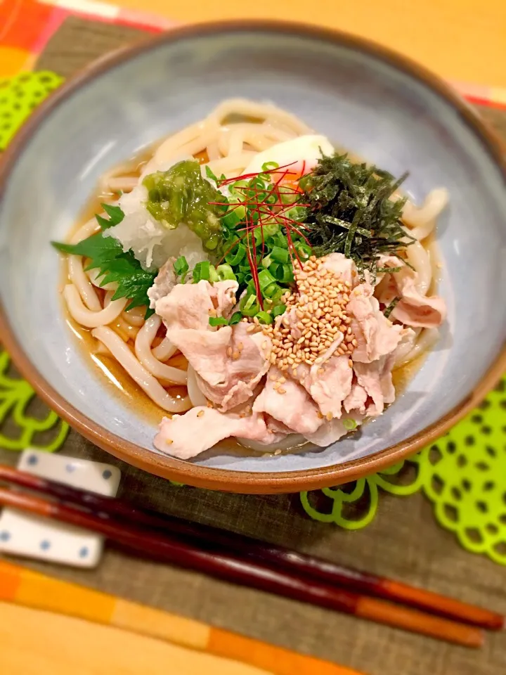 きざみわさび入り 大根おろしでさっぱりと❤️❤️❤️半熟卵入り 冷やしうどん❤️❤️❤️|アリエッティさん