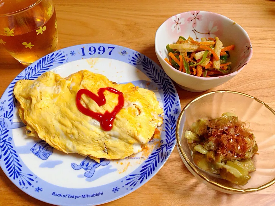 ポテトオムレツ⭐️焼き茄子⭐️ピーマンと人参とチクワの金平|ほなさん