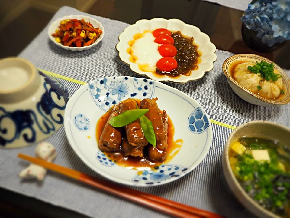 豚肉のねぎ巻きすき焼き風|はらしおりさん