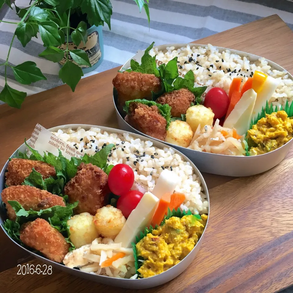 イカのフライᔦꙬᔨ夫婦弁当|さと⋆さん