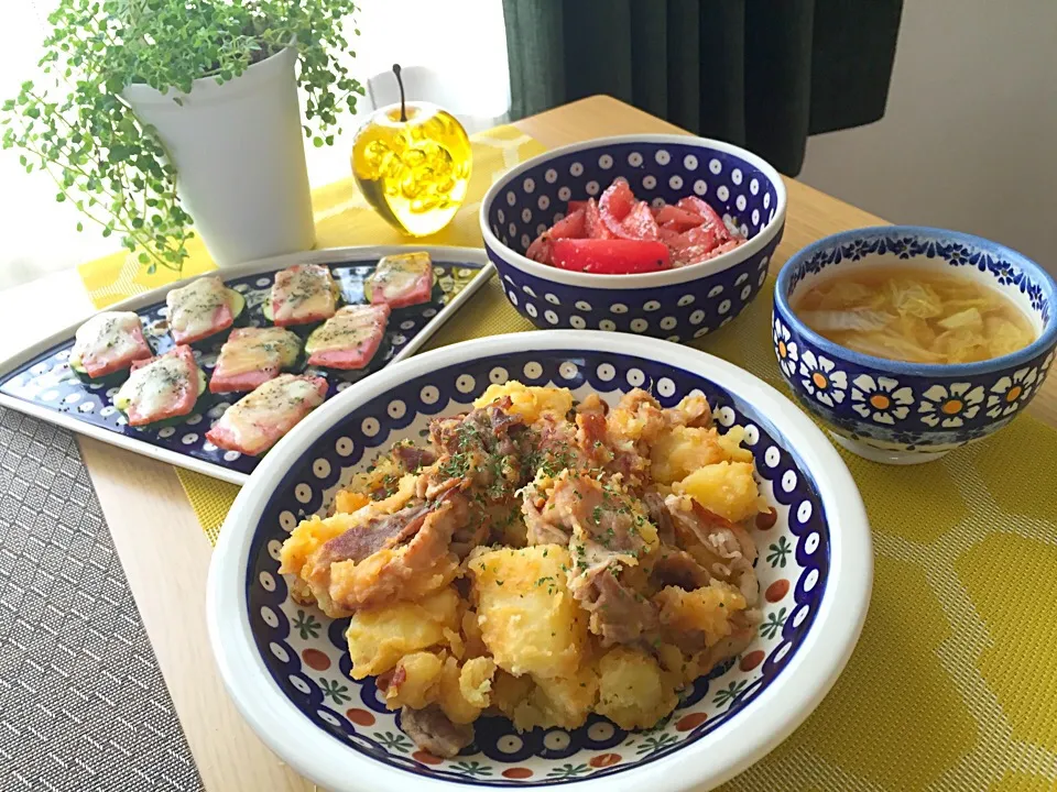 じゃがいもと豚肉のガーリック醤油炒め|みずきさん