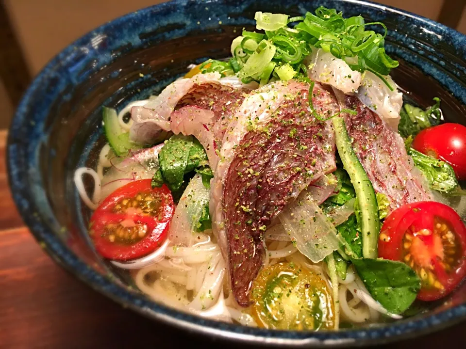 洋風 真鯛の焼き霜マリネそうめん3|半田手延べそうめんの店 阿波や壱兆さん