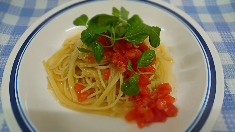 焼きナスと京トマトの和風パスタ|よっしー(=^ェ^=)さん