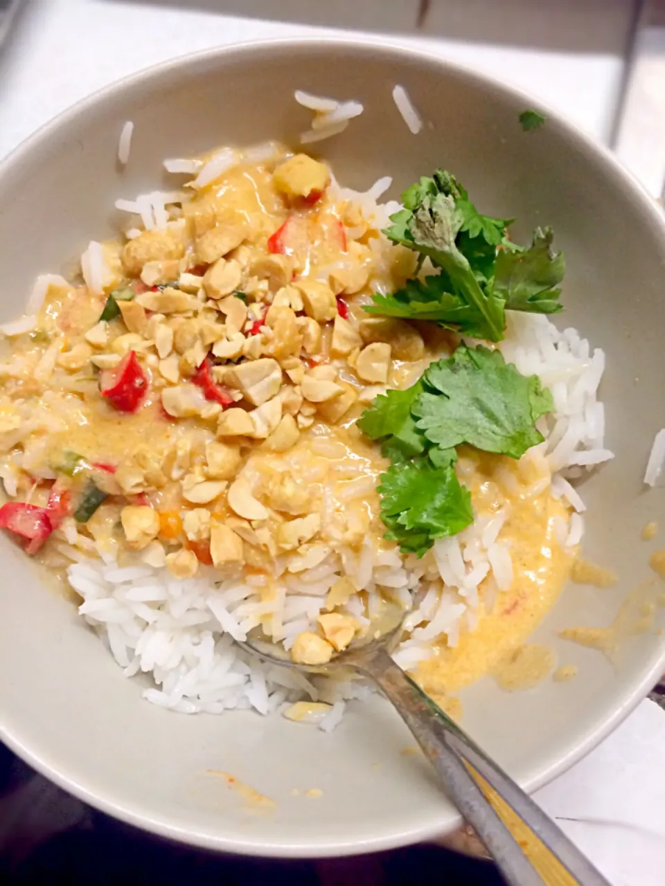 Rice with curry and peanuts|sleepationさん