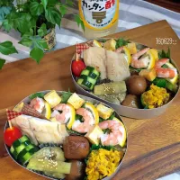 カンタンちらし寿司♪ 里芋の煮っころがし♪ 夫婦弁当◡̈