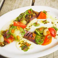 Snapdishの料理写真:Heirloom tomato and eggplant salad.|brannon florieさん