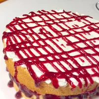 Snapdishの料理写真:Angel food cake with raspberry syrup and whipped cream filling|Janet Itoさん