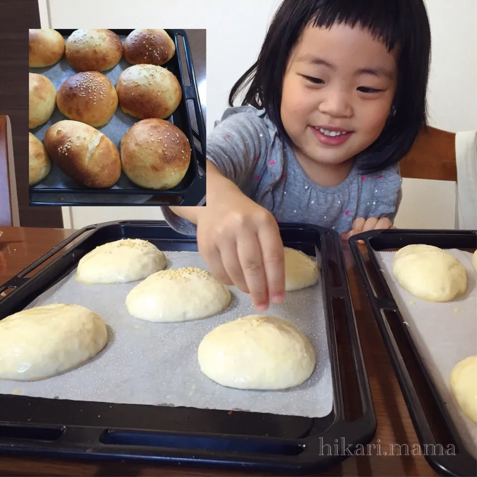 明日のお弁当用🍔娘と一緒に作りました😊💕|ひかりママさん