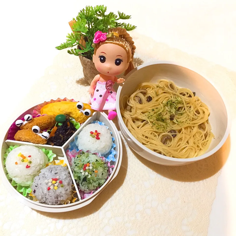 Snapdishの料理写真:6/30❤︎娘の和風きのこパスタお弁当❤︎|Makinsさん