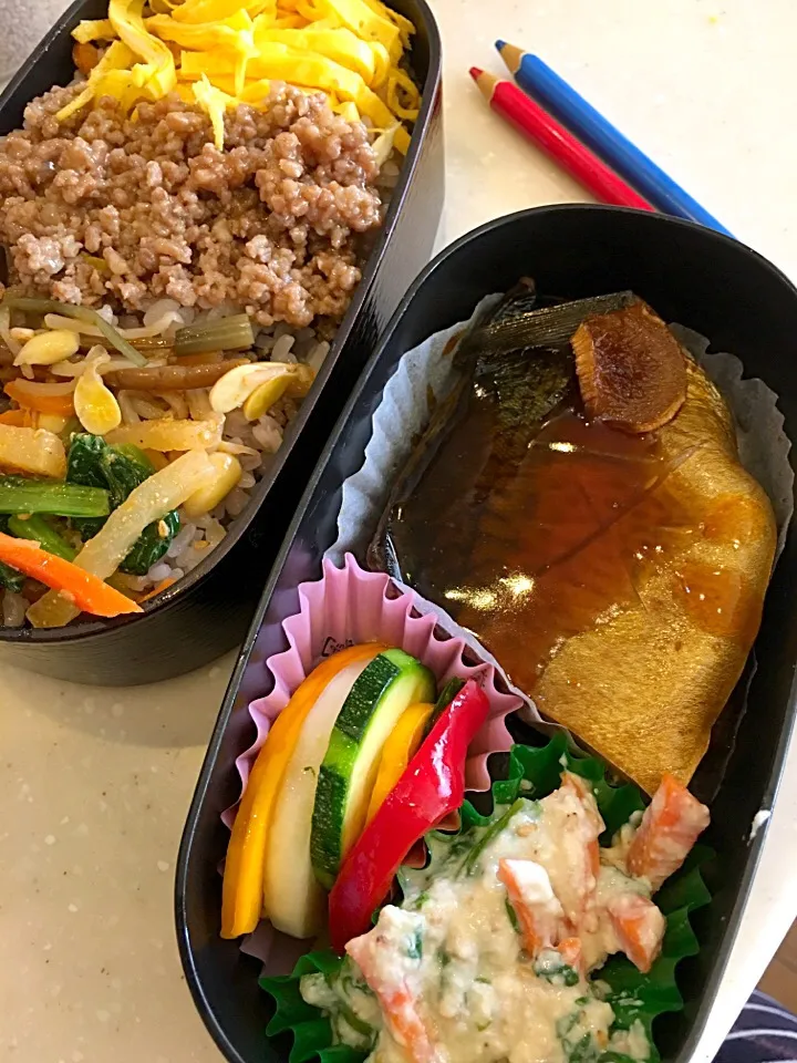 鯖と牛蒡の煮付け弁当&ちょこっとビビンバ|大久保 掬恵さん