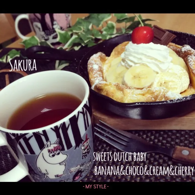 ハナたなさんの料理 簡単ダッチベイビー♡ムーミンマグでティータイム☕️|さくちんさん