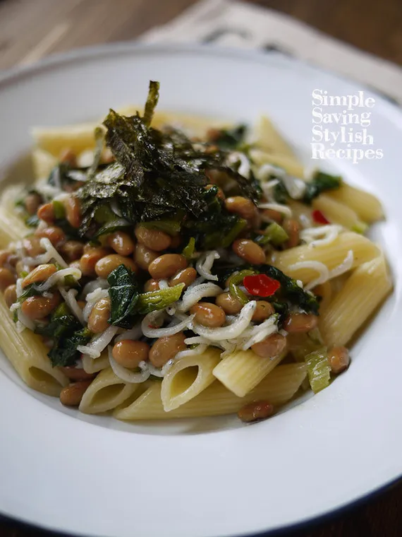 茹でたパスタと和えるだけ♪節約！簡単！味付け不要の和風パスタ【高菜と納豆とシラスのパスタ】 : 簡単！節約！おしゃレシピ 〜SHIMAのオウチカフェ〜 #SHIMAのオウチカフェ|SHIMAさん