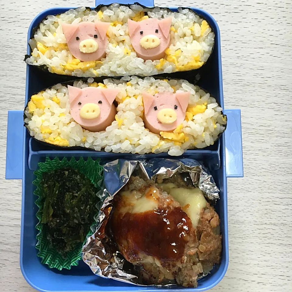 ぶたさんとハンバーグのお弁当🐷🍴|ゆきみだいふくさん