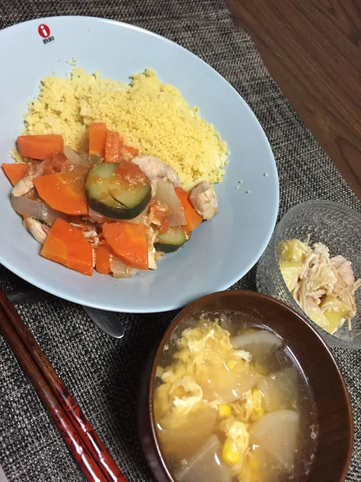 鶏と夏野菜のトマト煮 クスクス添え|megamixさん