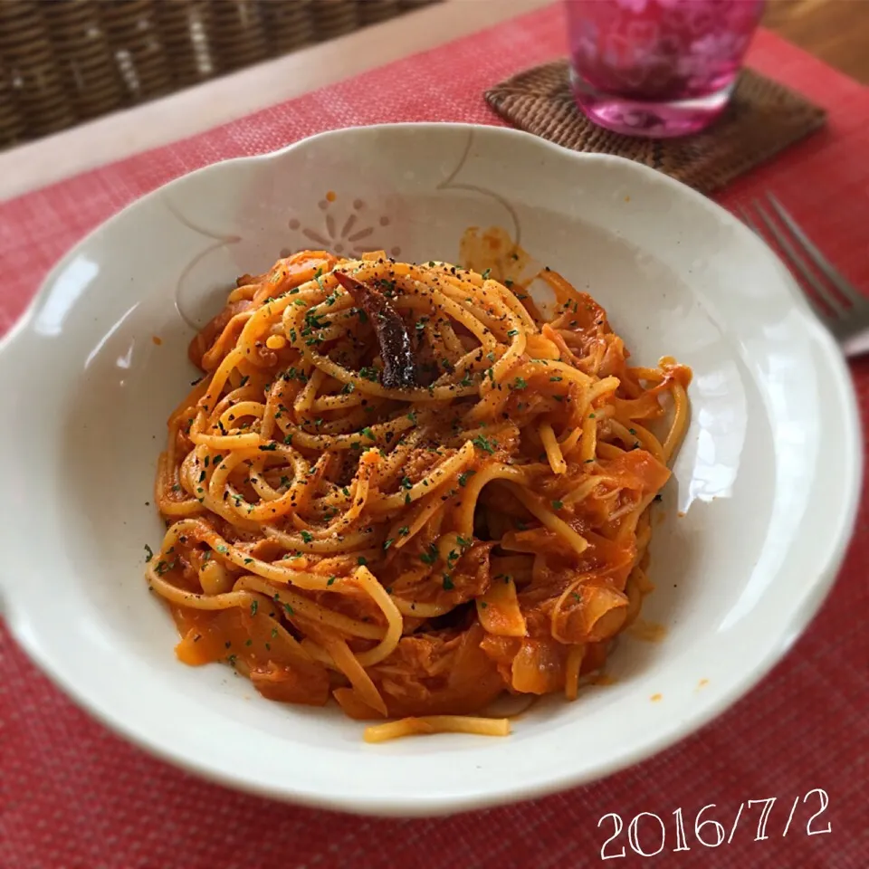 Snapdishの料理写真:野菜ジュースでトマトスパゲッティ🍝|𓇼 Ⓢ Ⓗ Ⓘ Ⓝ Ⓞ Ⓑ Ⓤ 𓇼さん