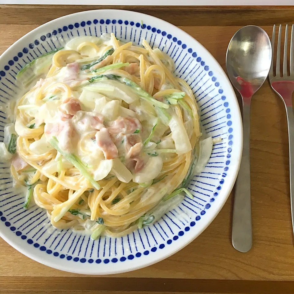 フライパンひとつでクリームパスタ|ももさん