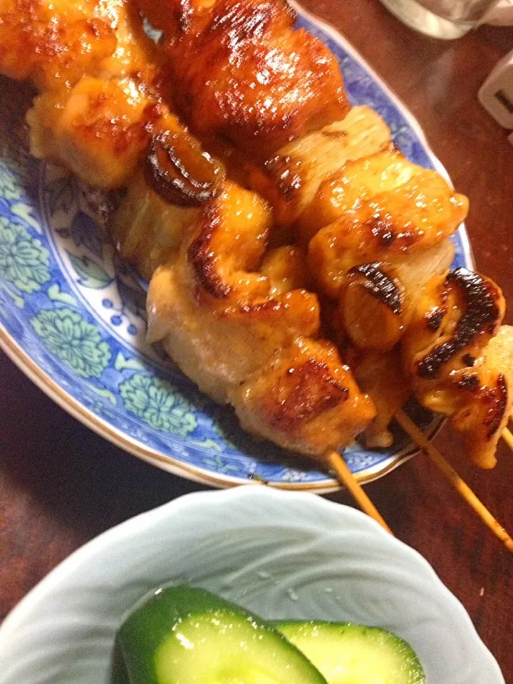 Snapdishの料理写真:ムネ肉こってり焼き鳥|レモンさん