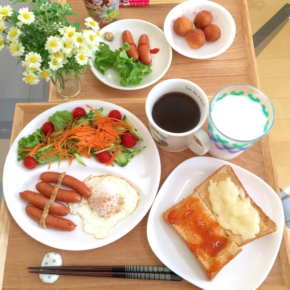 Snapdishの料理写真:7/3❤︎主人と娘の休日モーニング❤︎|Makinsさん