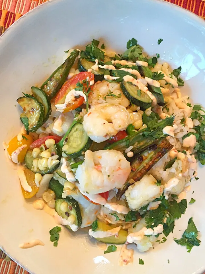 Shrimp, farmers market veggies, and Carolina rice|Matthew Cashenさん