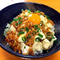 NTKG 崩し納豆豆腐丼！卵かけご飯