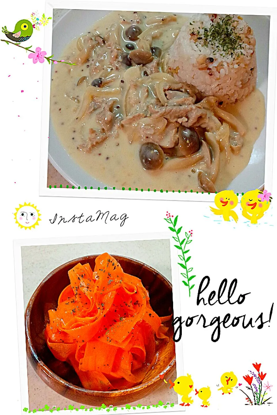 あゆ♡ちゃんのホワイトストロガノフ♪＆キャロットリボンラペ♪|ゆっこさん