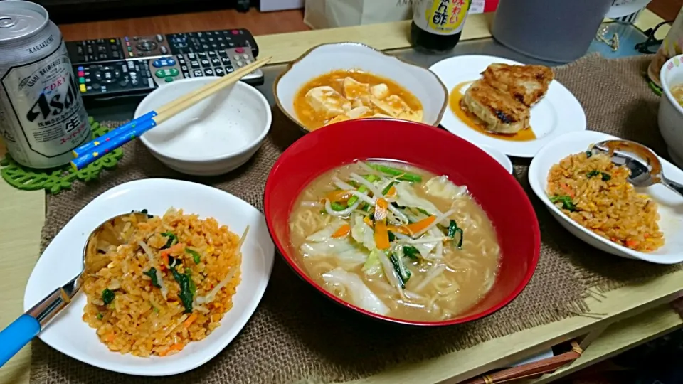 中華定食👲ラーメン、ビビンバ、麻婆豆腐、餃子|おむすびさん