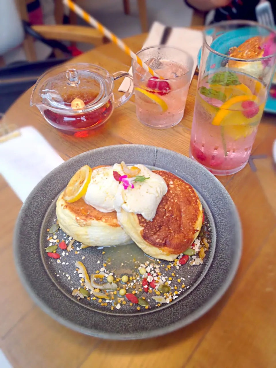 シトロンパンケーキ🍋💛🍴とデトックスウォーター🍾✨@銀座東急 me's cafe&kitchen|K.Sさん