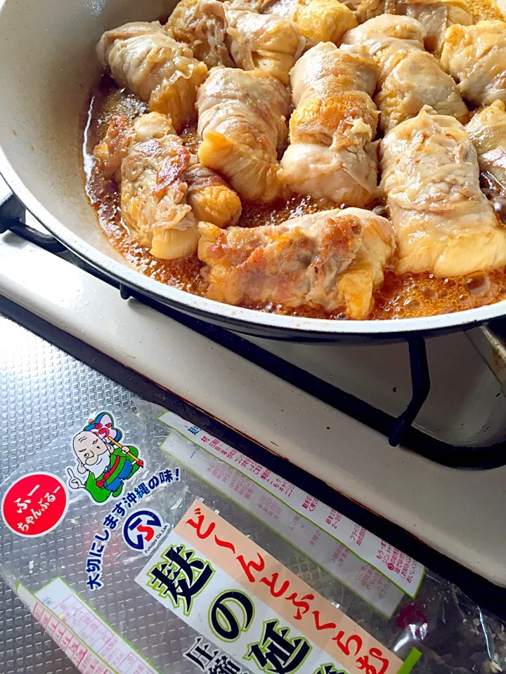 『麩の延棒』で肉巻きにしたら、少量のお肉でも麩が膨らんで食べ応えあり‼️|はせさん