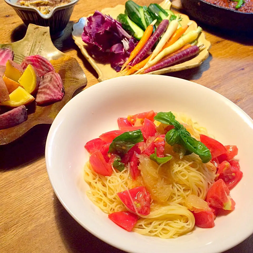 vegan
グレープフルーツとトマトの冷製パスタ|makiko_aさん