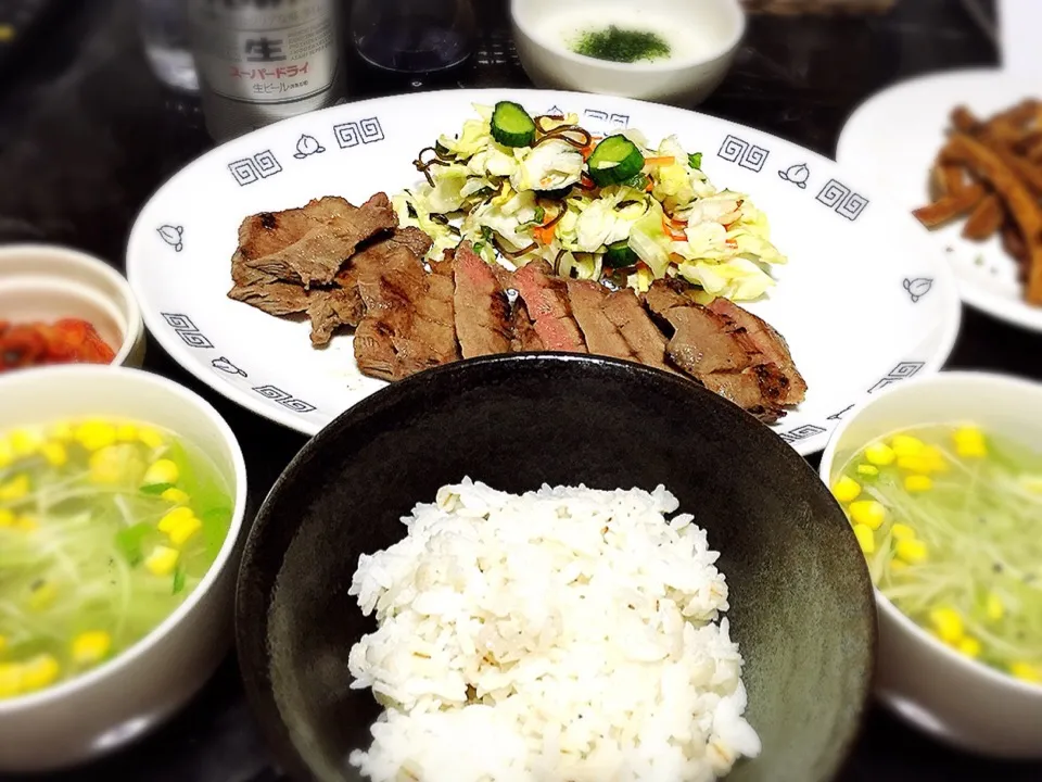 液しおの自家製仕込み厚切り牛タン定食の晩ご飯〜✨✨💕|桃実さん