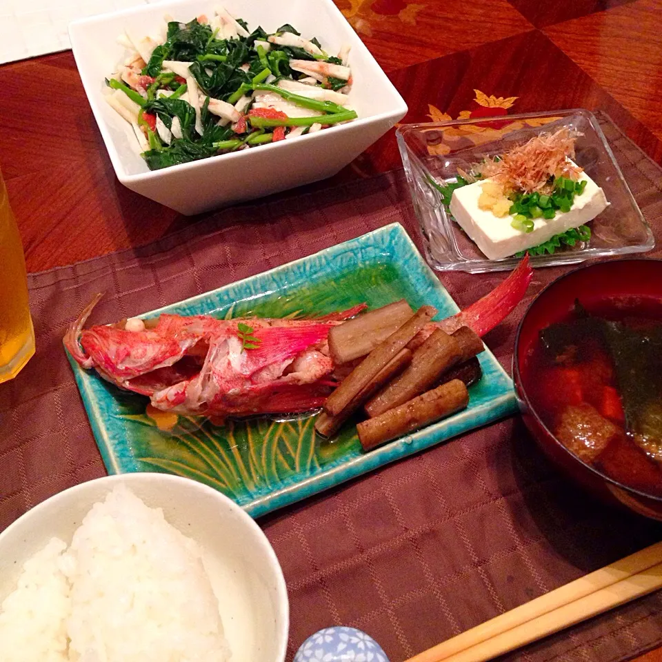 今日の晩御飯(๑´ڡ`๑)
キンキの煮付けなどなど|ちゃたままさん