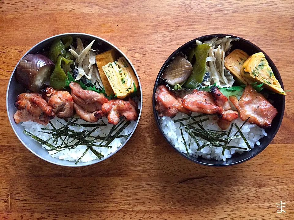 Junさんの料理 グリルで簡単焼き鳥🐓オイスターソースとニンニクのみじん切りを和えて焼くだけ🐓 de 弁当44 焼き鳥弁|まる(丸大豆)さん