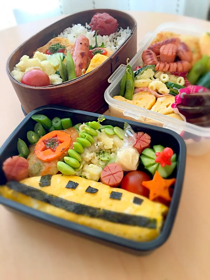 【家族３人弁当】豆腐と鮭のハンバーグ
○息子はドクターイエロー○|やっこさん