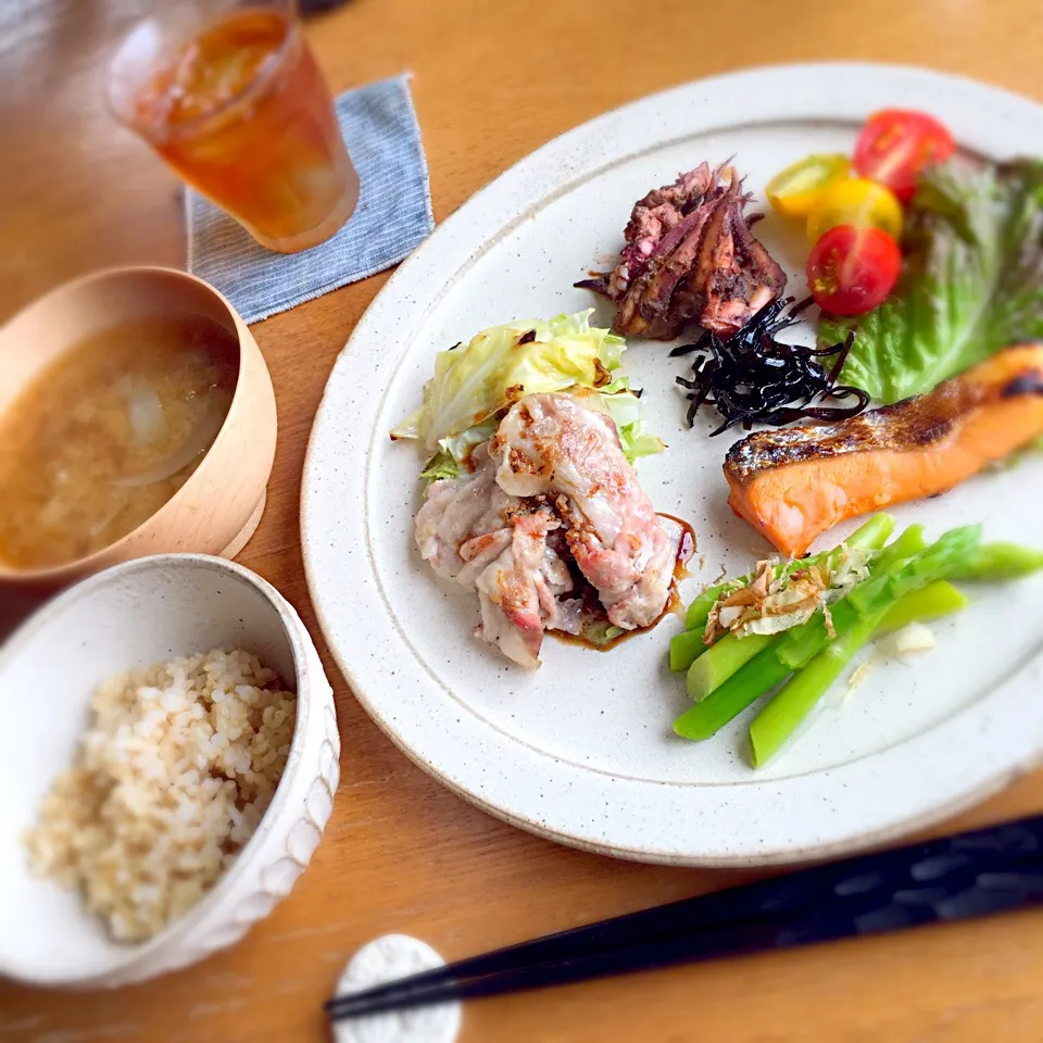 玄米ご飯とオイルカットでバランスよく和定食ランチ(*^^*)|kunipさん