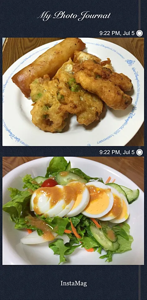 Snapdishの料理写真:久々  ツナと枝豆入りの豆腐ナゲット  カリふわ 旨し〜〜🌼|Hiroko Suzukiさん