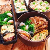 Snapdishの料理写真:お父さん、高校男子お弁当(*^_^*)2016.07.06 chiaki3さんに教えてもらった、ゴボウのカリカリコンソメ〜茶色お弁当で見えない(￣▽￣;)