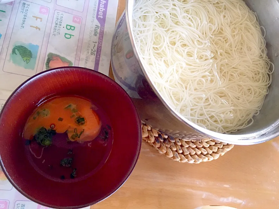 小豆島で出会った食べ方「釜たまつけ素麺」|かわちさん