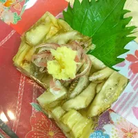 Snapdishの料理写真:ごんちゃん焼きナスのゼリー寄せ