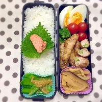 Snapdishの料理写真:アスパラとエリンギの豚肉巻き弁当。|ももみにゃん。さん