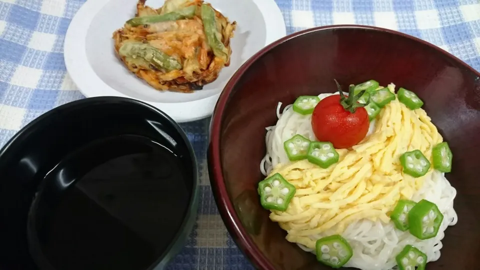 七夕そうめん（恋そうめん）
甘エビかき揚げ付|よっしー(=^ェ^=)さん