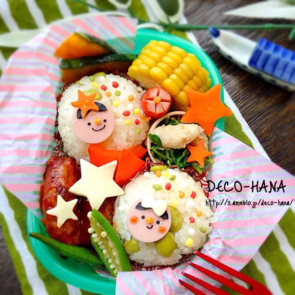 枝豆の炊き込みご飯おにぎりの幼稚園弁当|さとみ (satomi_foodart)さん