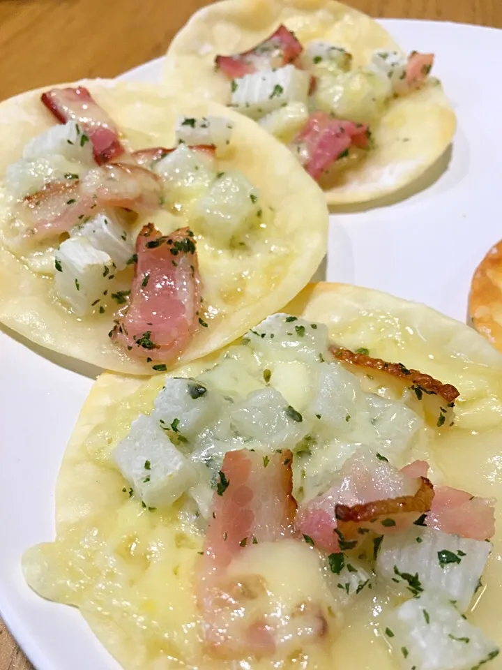 餃子の皮でピザ 長芋ベーコン|maicookさん