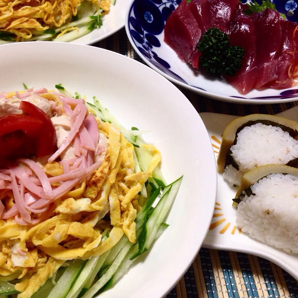 七夕冷麺 竹寿司 鰹さしみ|Cuisineさん