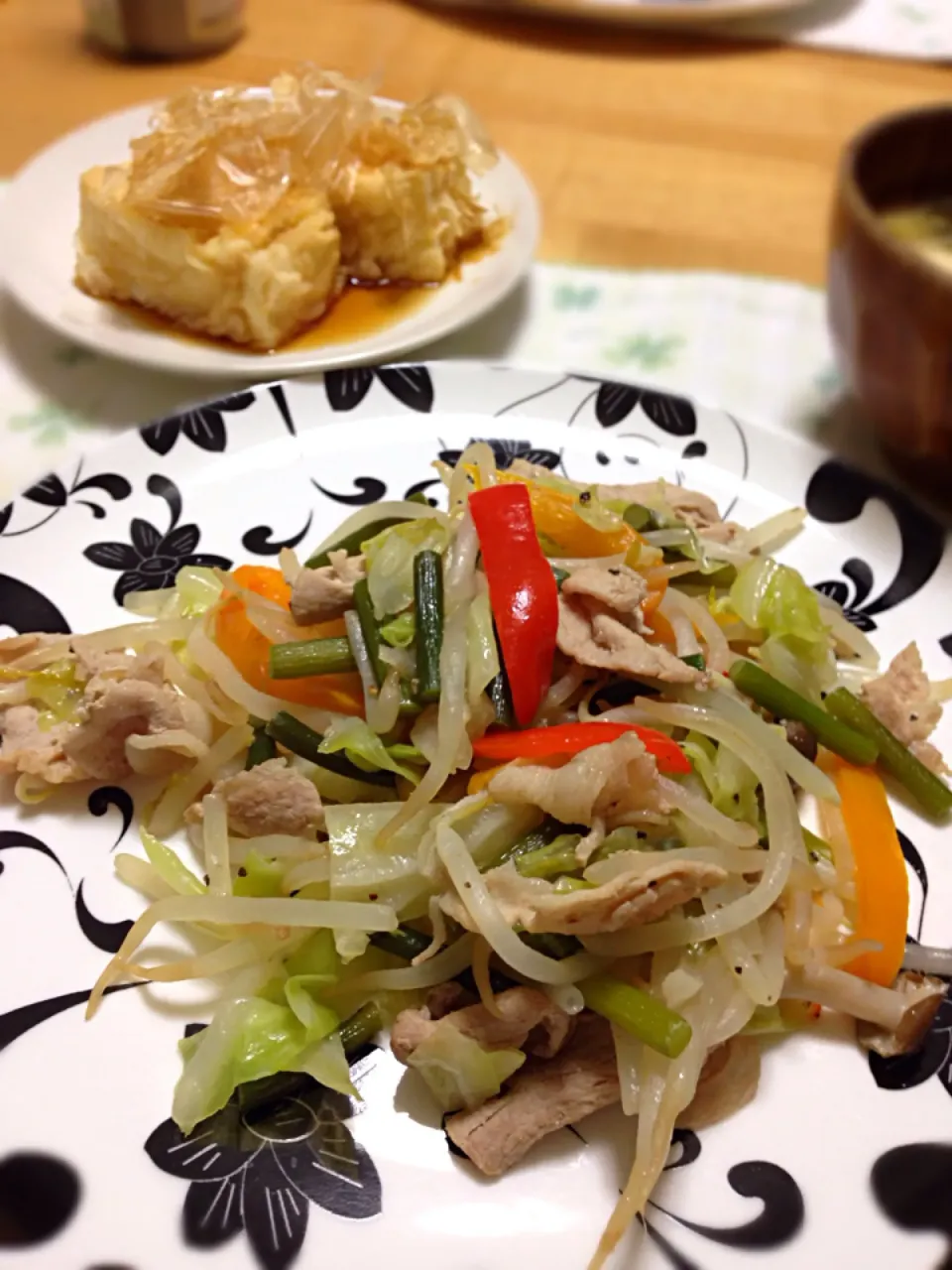 肉野菜炒め
花ふわりをかけた揚げ出し豆腐|こいちさん