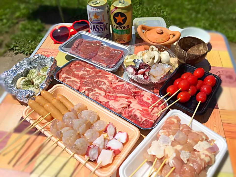 BBQ！ 焼鳥は自分で串うちしたのが美味しい！ 小鍋でアヒージョもやるよ！|呑兵衛料理家 おねこさん