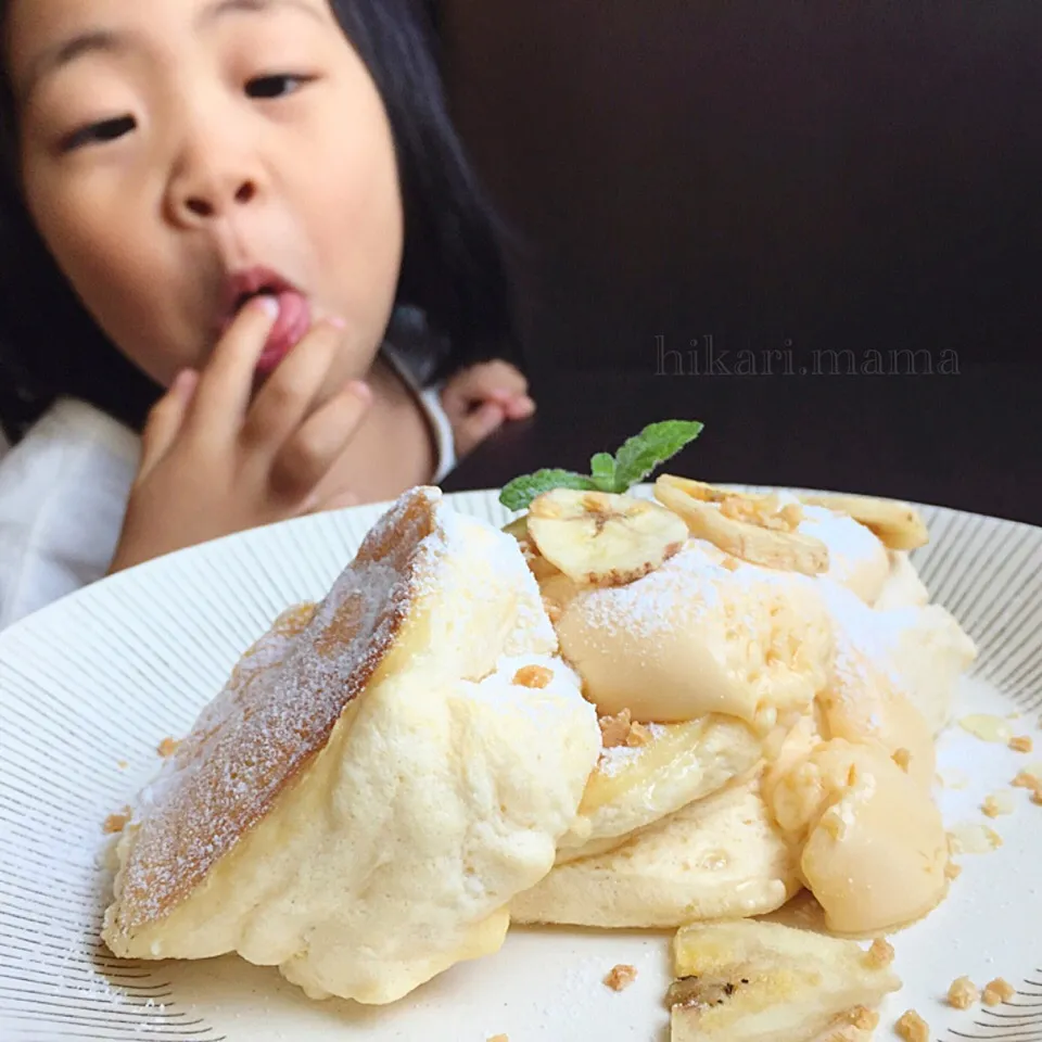 Snapdishの料理写真:今日のおやつはパンケーキ💕|ひかりママさん